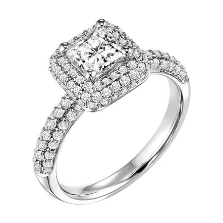 Dazzling 14 Karat White Gold Cubic Zirconia Engagement Mounting