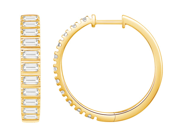 1.00 Carat Baguette Lab Diamond Earrings in 14 Karat Yellow Gold
