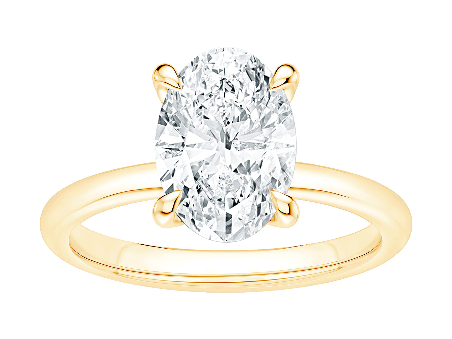 Oval Lab Diamond Engagement Ring in 14 Karat Yellow Gold (3.00 Carats)
