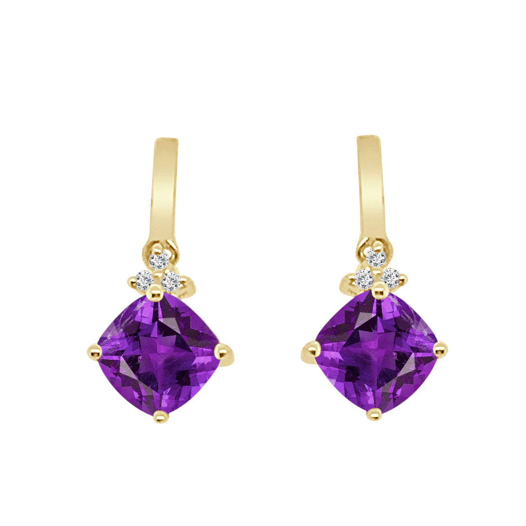 Bar-shaped Amethyst Earrings in 14 Karat Yellow Gold - 1.62 Carat