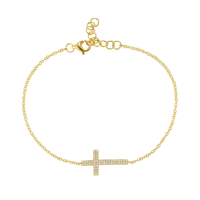 14 Karat Yellow Gold Diamond Bracelet - 0.12 Carat Natural Diamond Accent