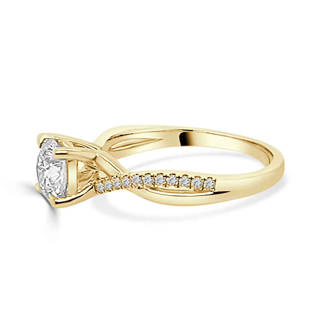 14K Yellow Gold Round Lab Diamond Engagement Ring 1.00