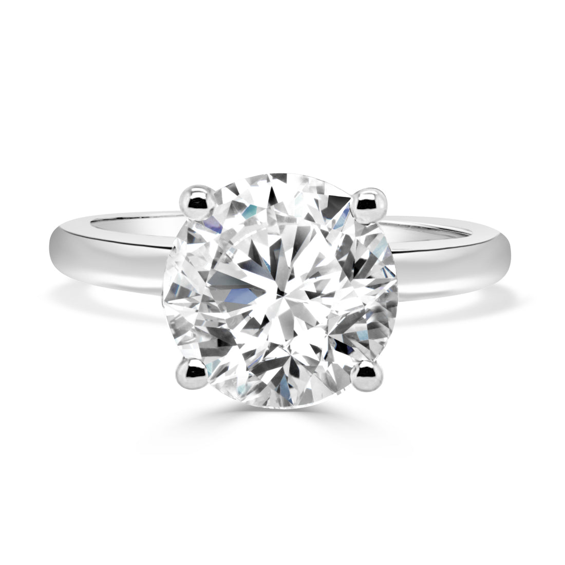 14K White Gold Round Lab Diamond Engagement Ring - 3.01 Carats