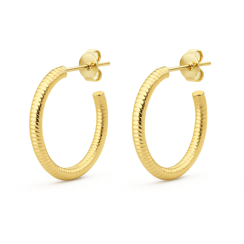 14 Karat Yellow Gold Textured Earrings