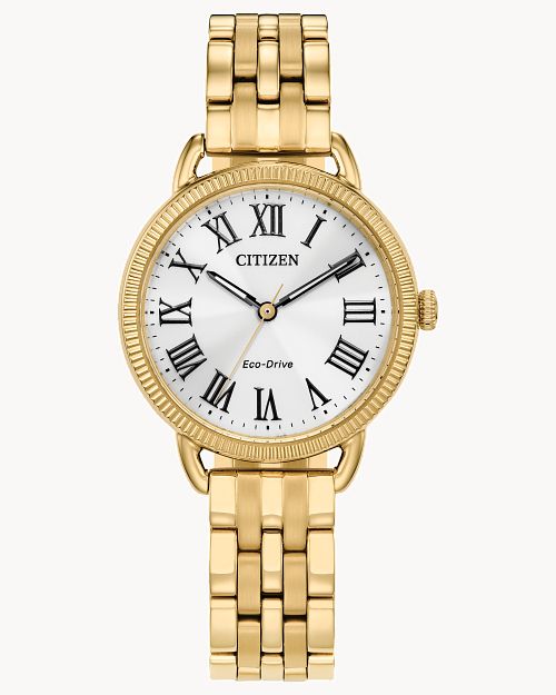 Citizen Ladies Stainless Steel Watch with Roman Numerals White Dial