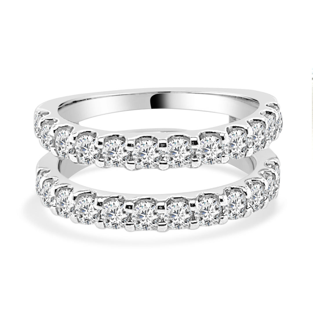 Stunning 14 Karat White Gold Wedding Band with Natural Diamond Accents