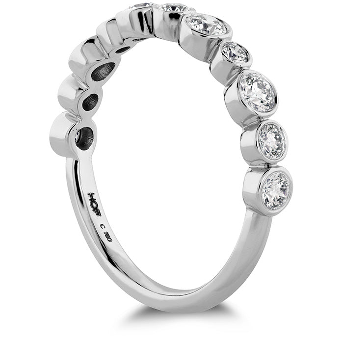 18K White Gold Circle Bezel Wedding Band with 0.64 Carat Natural Diamond