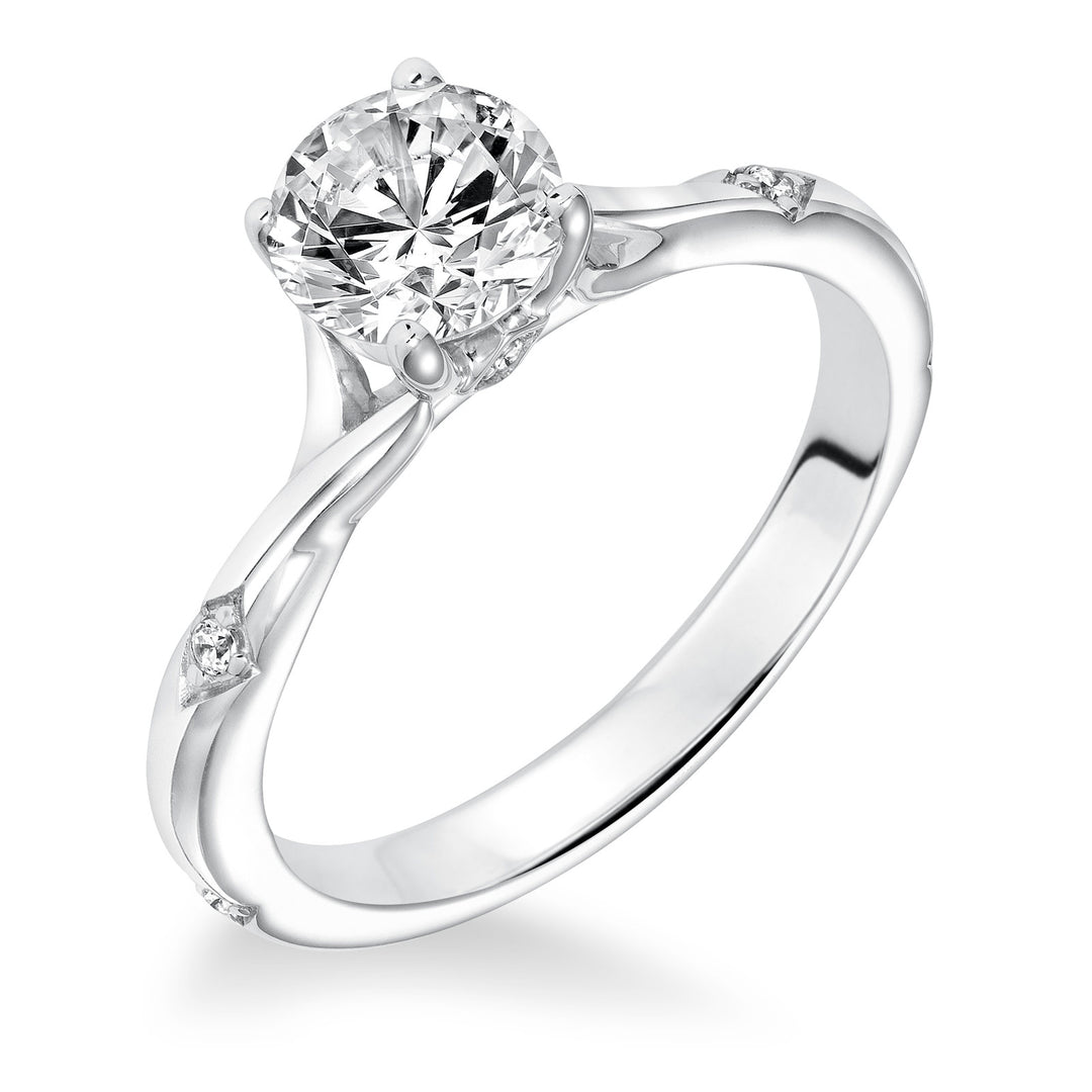 Sparkling Love: 14 Karat White Gold Engagement Mounting with Cubic Zirconia