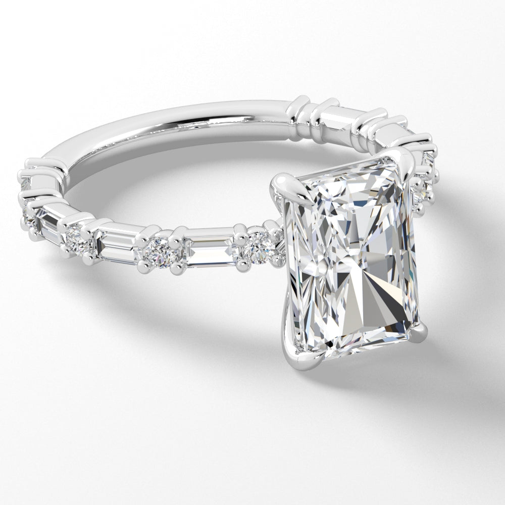 Platinum Solitaire Engagement Ring with Diamond Bridge Mounting