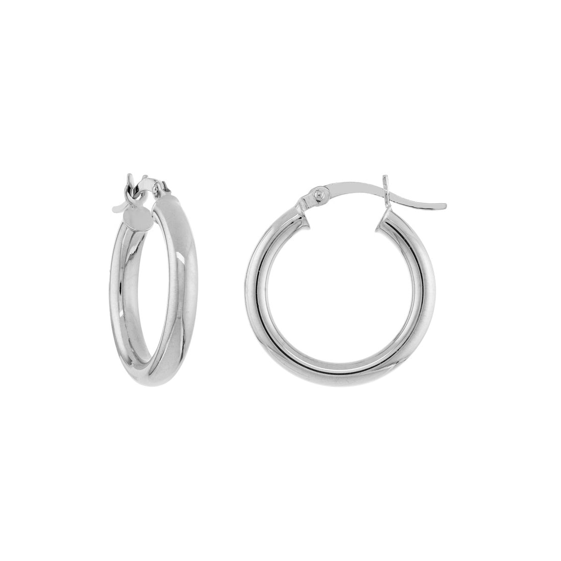 Round Polished 10 Karat White Gold Earrings