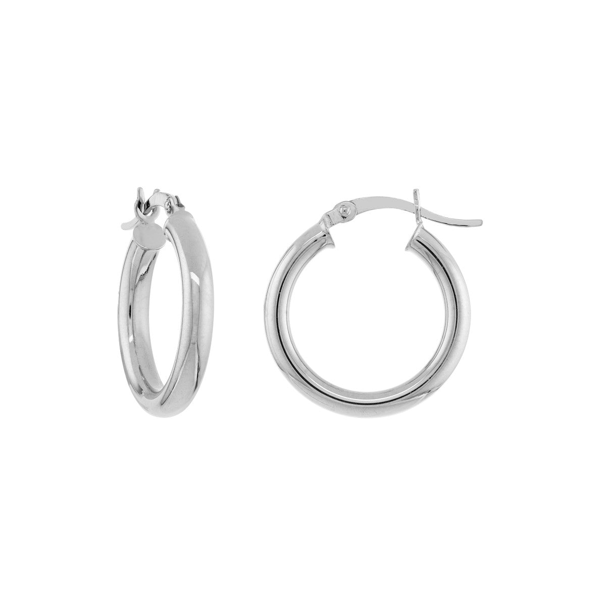 Round Polished 10 Karat White Gold Earrings