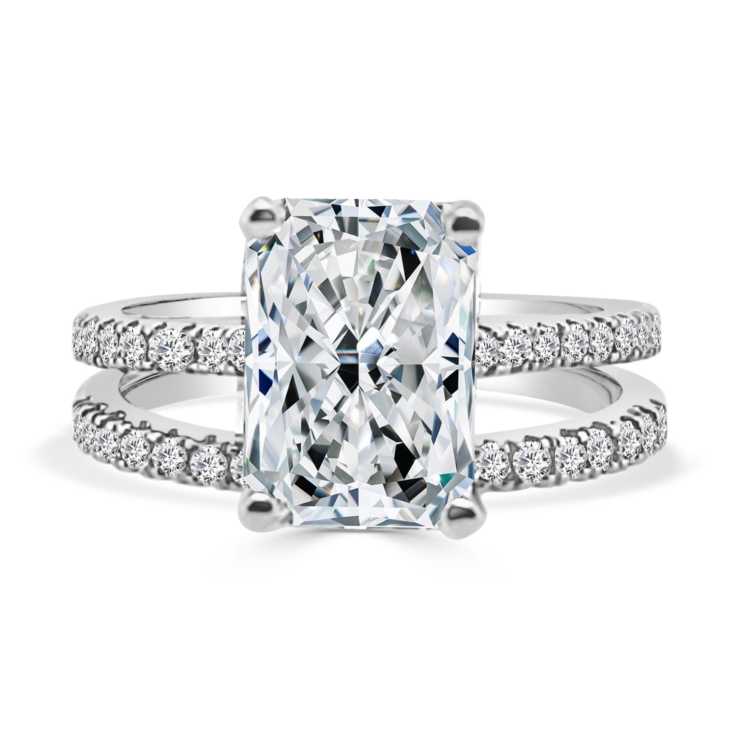 Radiant Beauty: 14 Karat White Gold Wedding Set with 3.06 Carat Lab Diamond