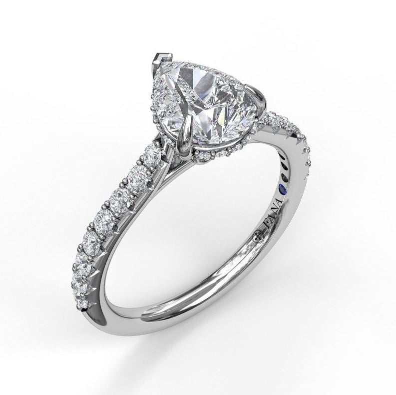 14 Karat White Gold Pear Shape Engagement Mounting with Cubic Zirconia