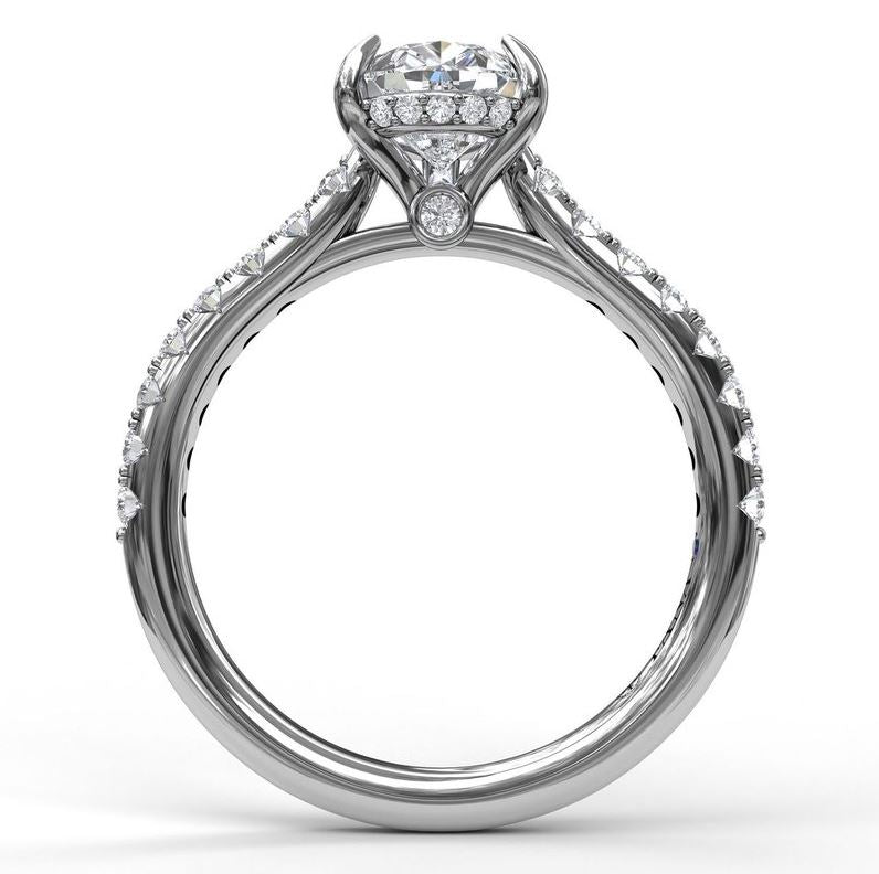 14 Karat White Gold Pear Shape Engagement Mounting with Cubic Zirconia