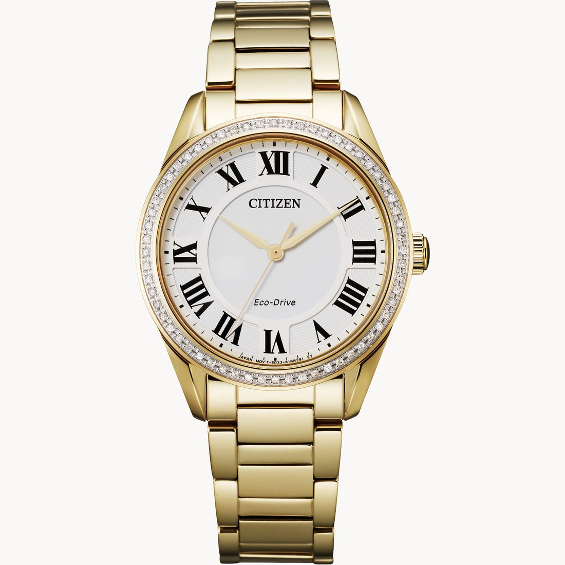 Citizen Ladies Arezzo White Dial Stainless Steel Watch with Natural Diamond Accent