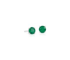 14 Karat White Gold Emerald Solitaire Studs