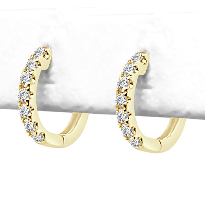 Stunning 14K Yellow Gold Round Diamond Hoop Earrings - 0.43 Carat Shared Prong Beauty