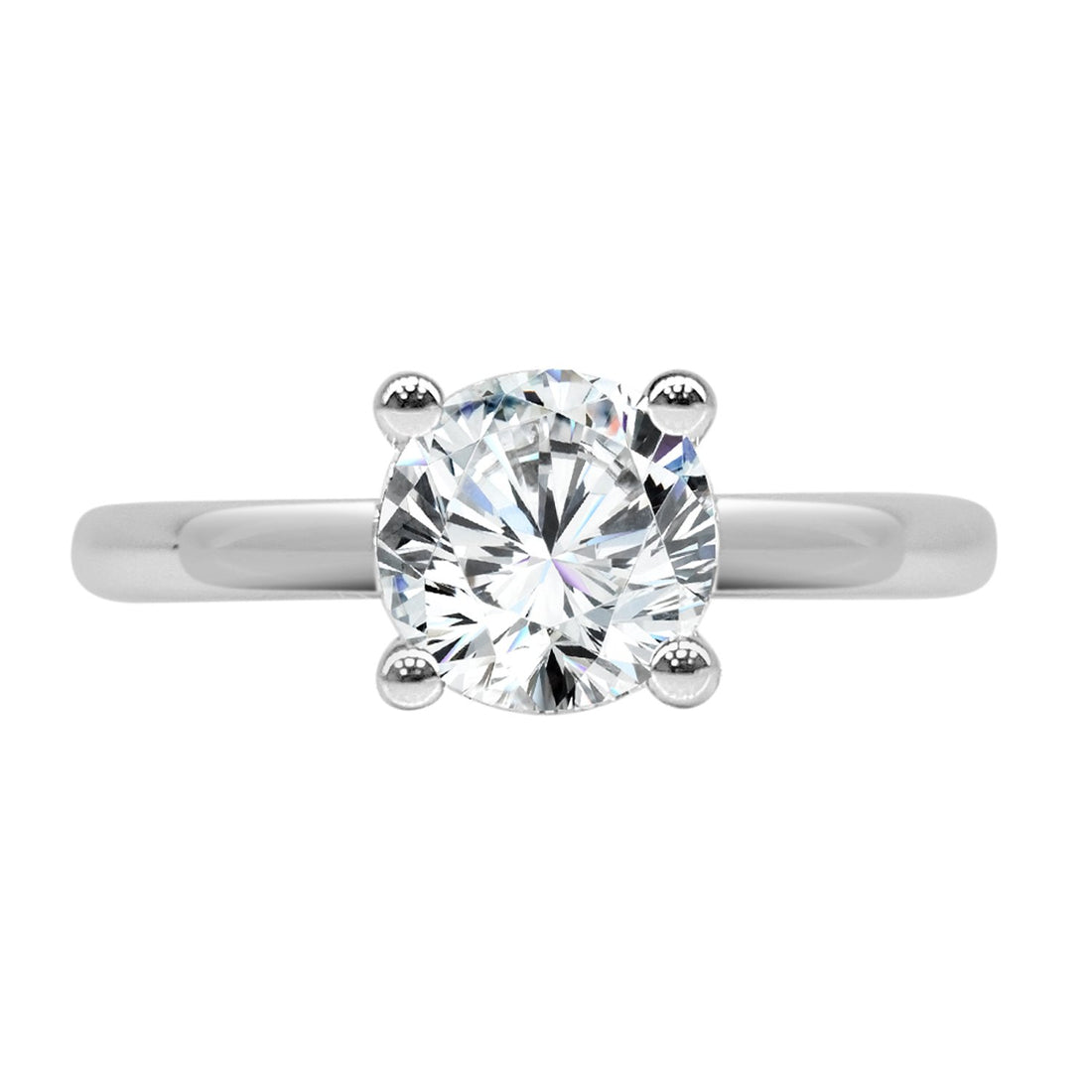 14 Karat White Gold Round Shape Engagement Ring with 0.47 Carat Natural Diamond