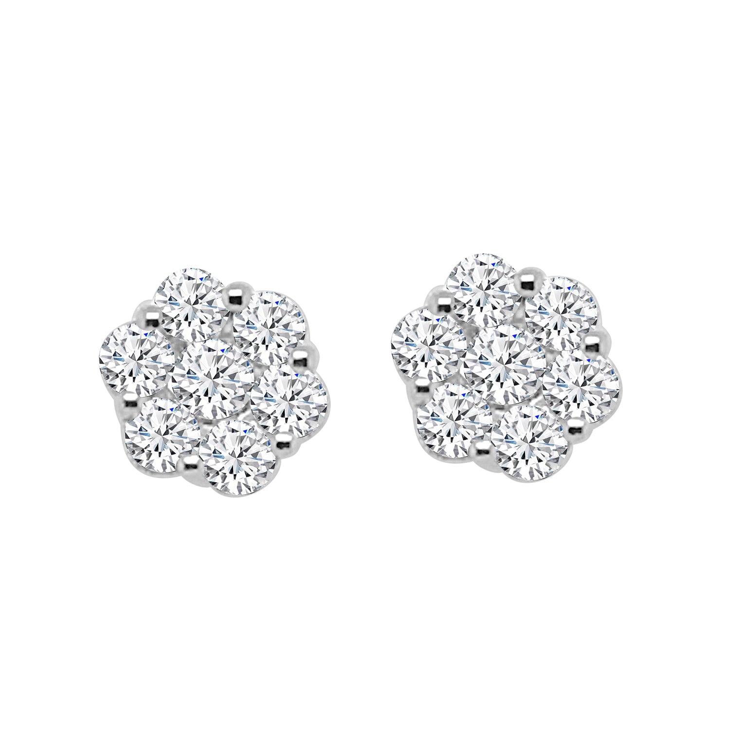 Elegant Cluster Earrings in 10 Karat White Gold with Natural Diamond - 0.50 Carat