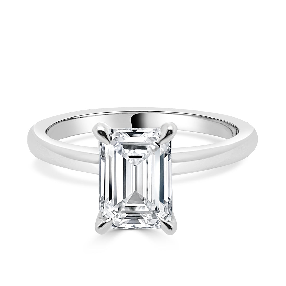 Emerald Shape Lab Diamond 14 Karat White Gold Engagement Ring - 1.27 ct