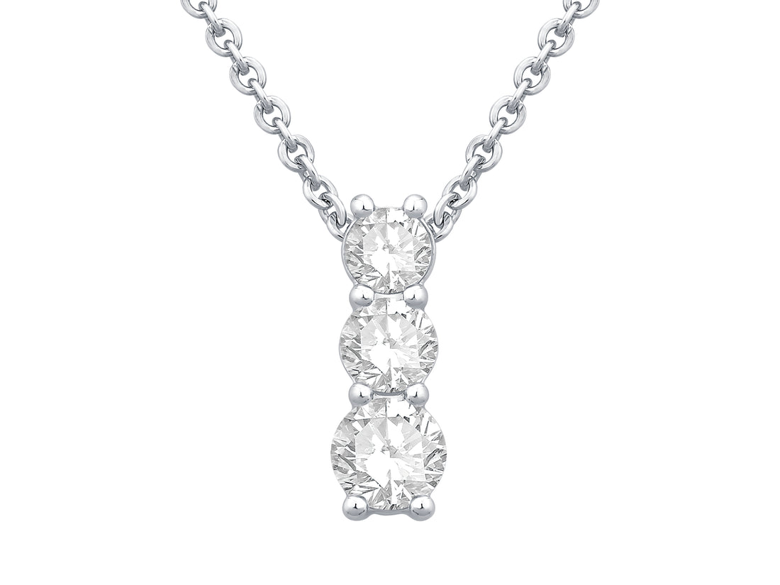 Snowman Pendant Necklace in 14 Karat White Gold with Lab Diamond - Round Shape 1.04 CT