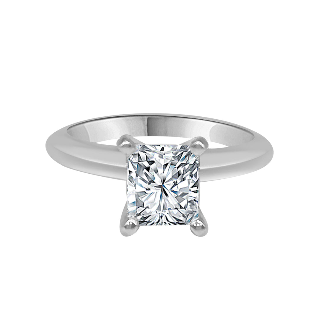 F/SI1 14 Karat White Gold Engagement Ring with Princess Shape Natural Diamond