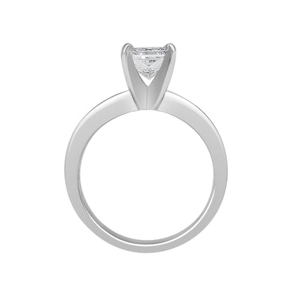 Sparkling Elegance: 14 Karat White Gold Princess Cut Engagement Ring with a 1.01 Carat F/SI1 Natural Diamond