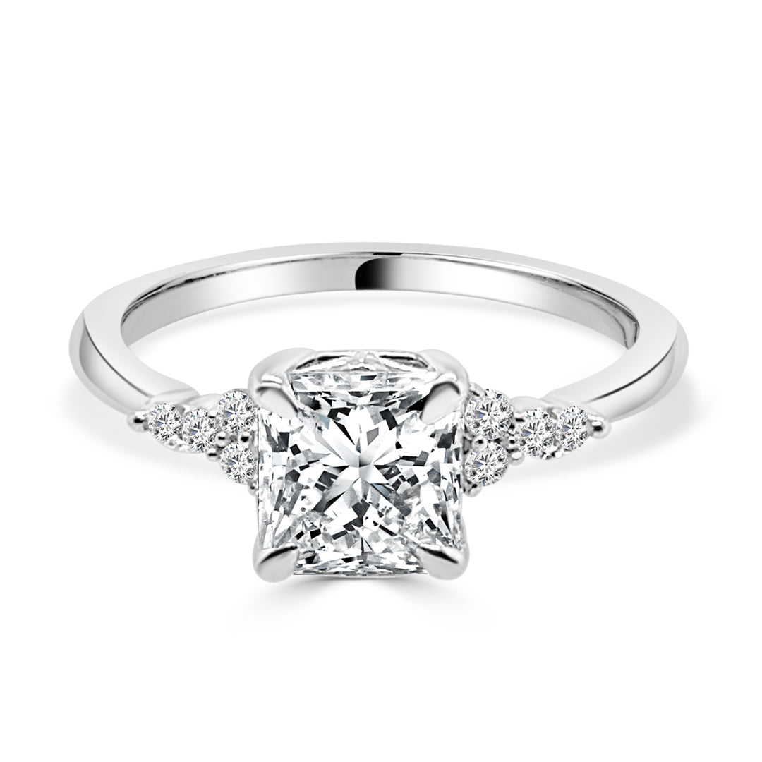 Stunning Cushion-Shaped Lab Diamond Engagement Ring in 14 Karat White Gold