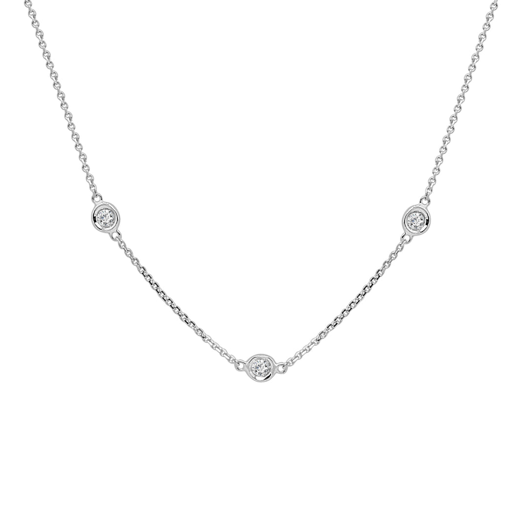 Elegant 14 Karat White Gold Necklace with Sparkling Natural Diamond Accent