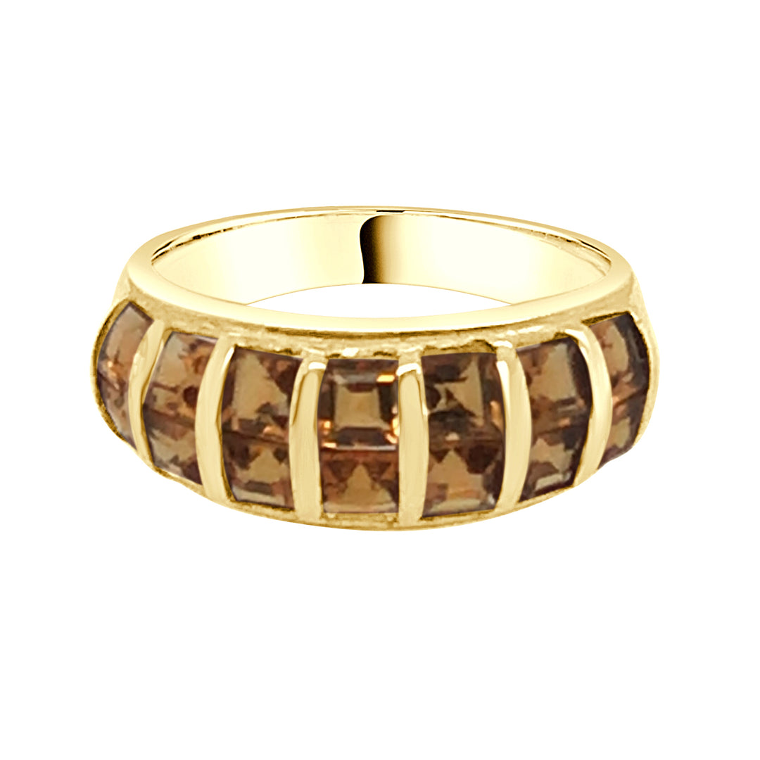 Princess Cut Citrine Ring: Elegant 10 Karat Yellow Gold Band Style