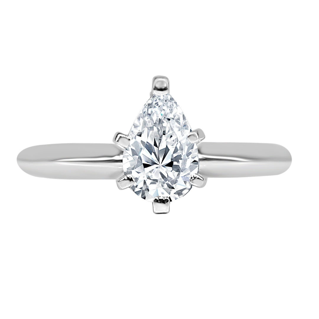 Exquisite 14 Karat White Gold Pear Shape Natural Diamond Engagement Ring