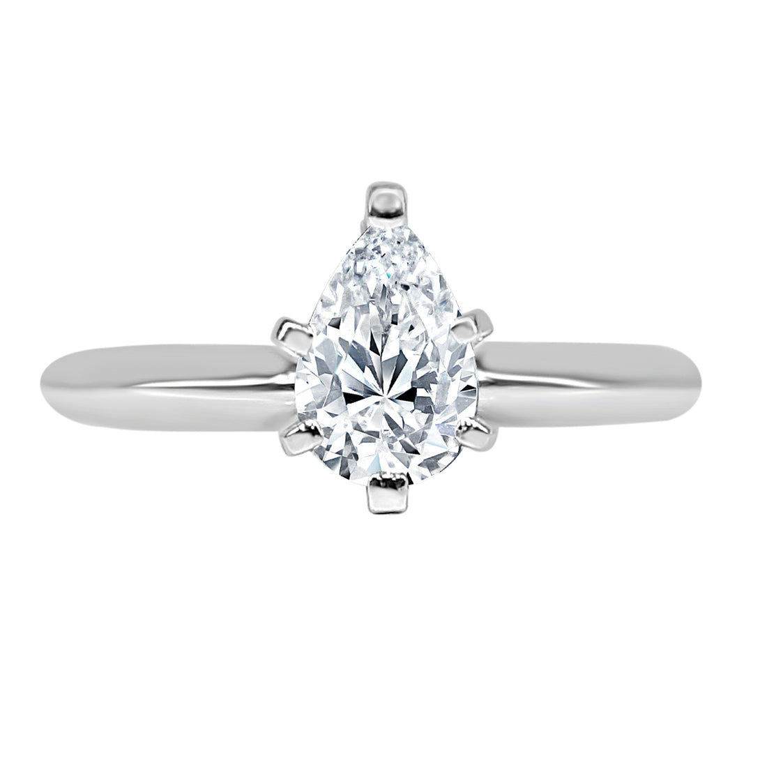 Pear Shape 0.54 ct Natural Diamond 14K White Gold Engagement Ring