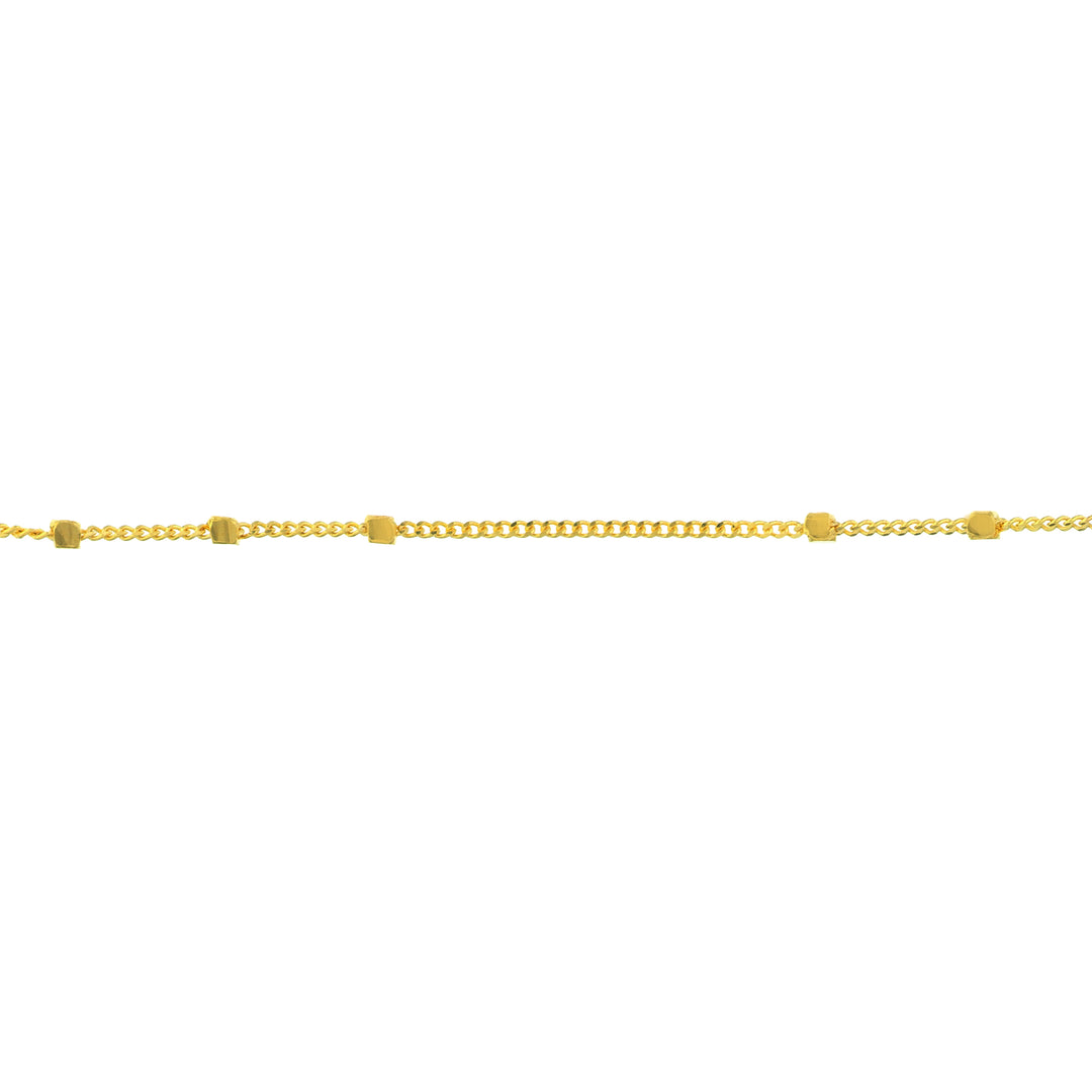 14 Karat Yellow Gold Chain with Triple Cube Saturn Station