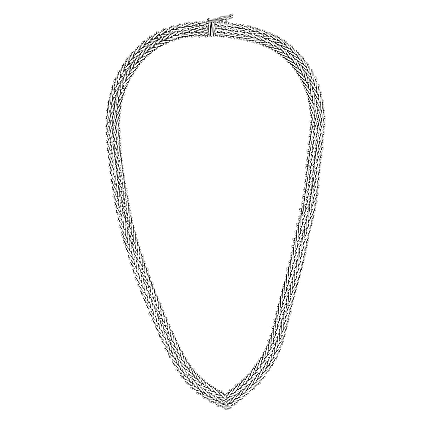Handcrafted Woven Sterling Silver Necklace: Timeless Elegance