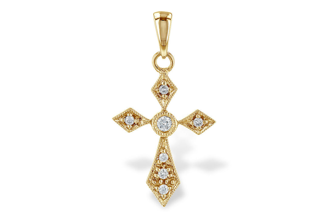 Small Fancy Milgrain 14 Karat Yellow Gold Necklace with Natural Diamond Accent