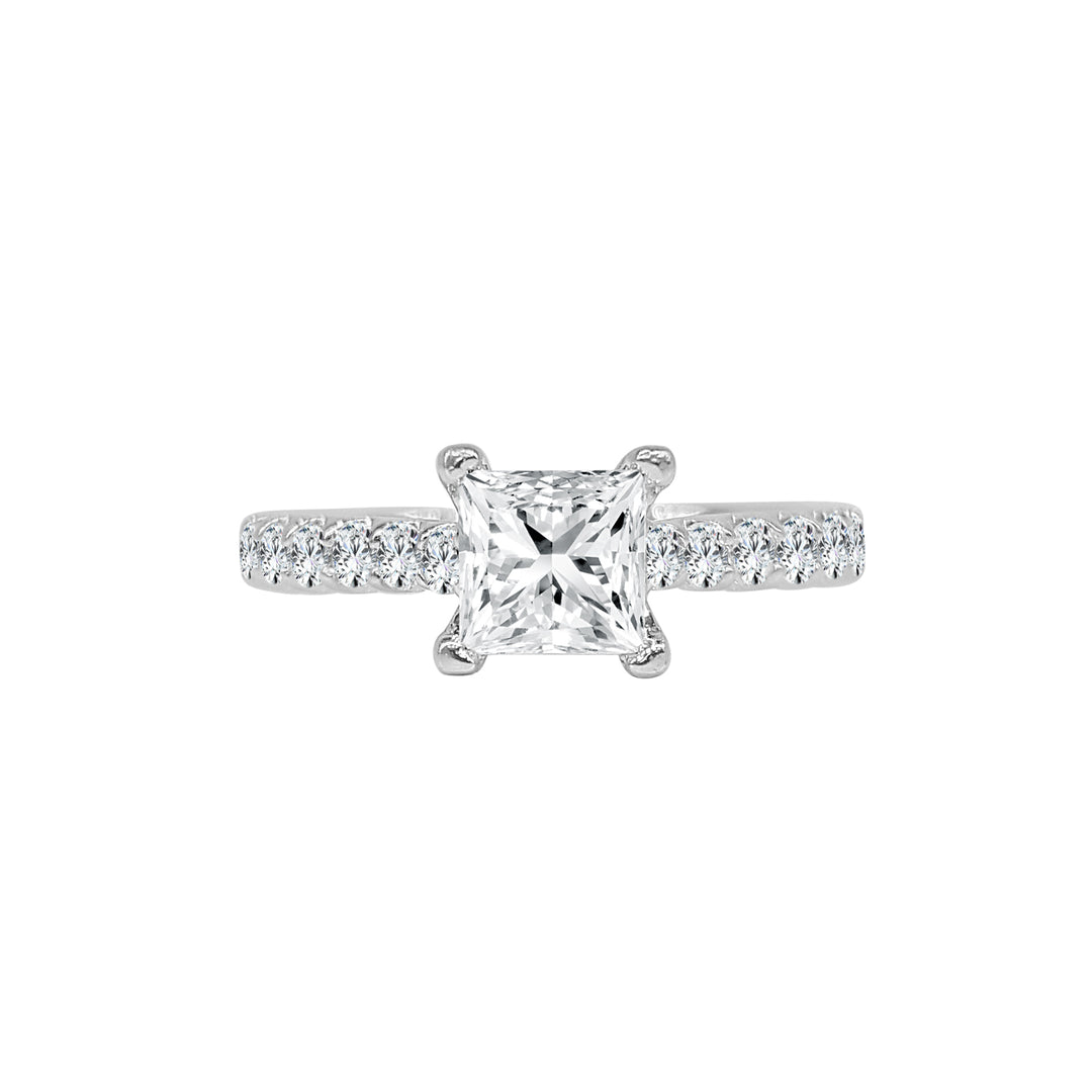 Sparkling Brilliance: 14 Karat White Gold Engagement Mounting with Cubic Zirconia