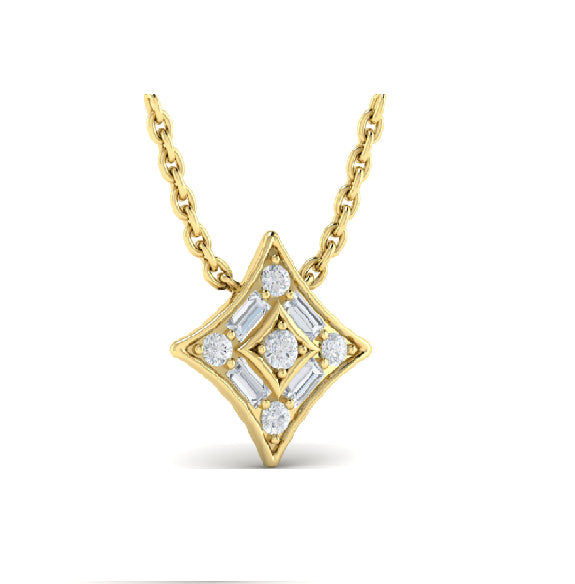 14K Yellow Gold Mosaic Star Necklace with 0.35 Carat Natural Diamond