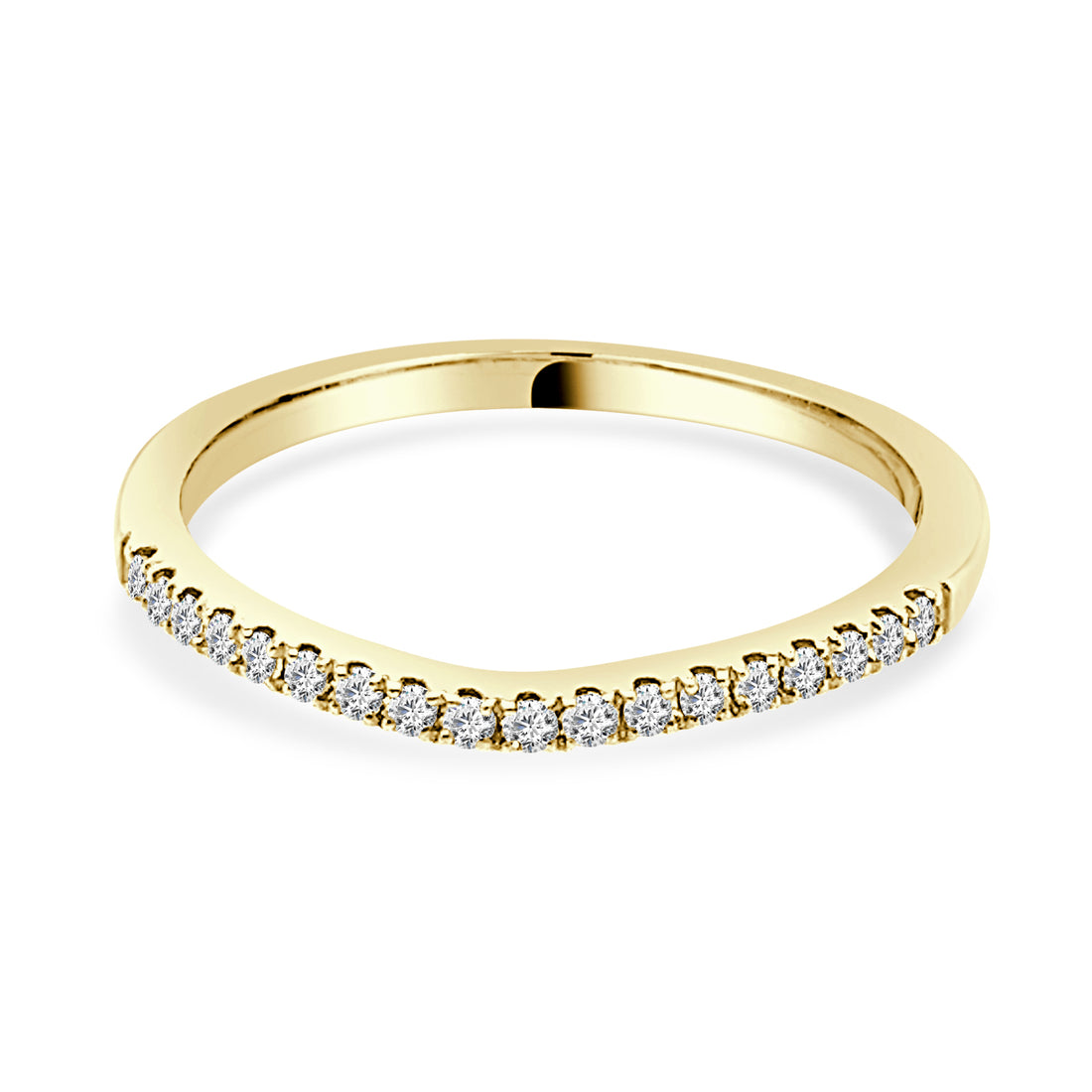 Sure! How about Curved 10K Yellow Gold Wedding Band with Natural Diamond 0.13 ct?