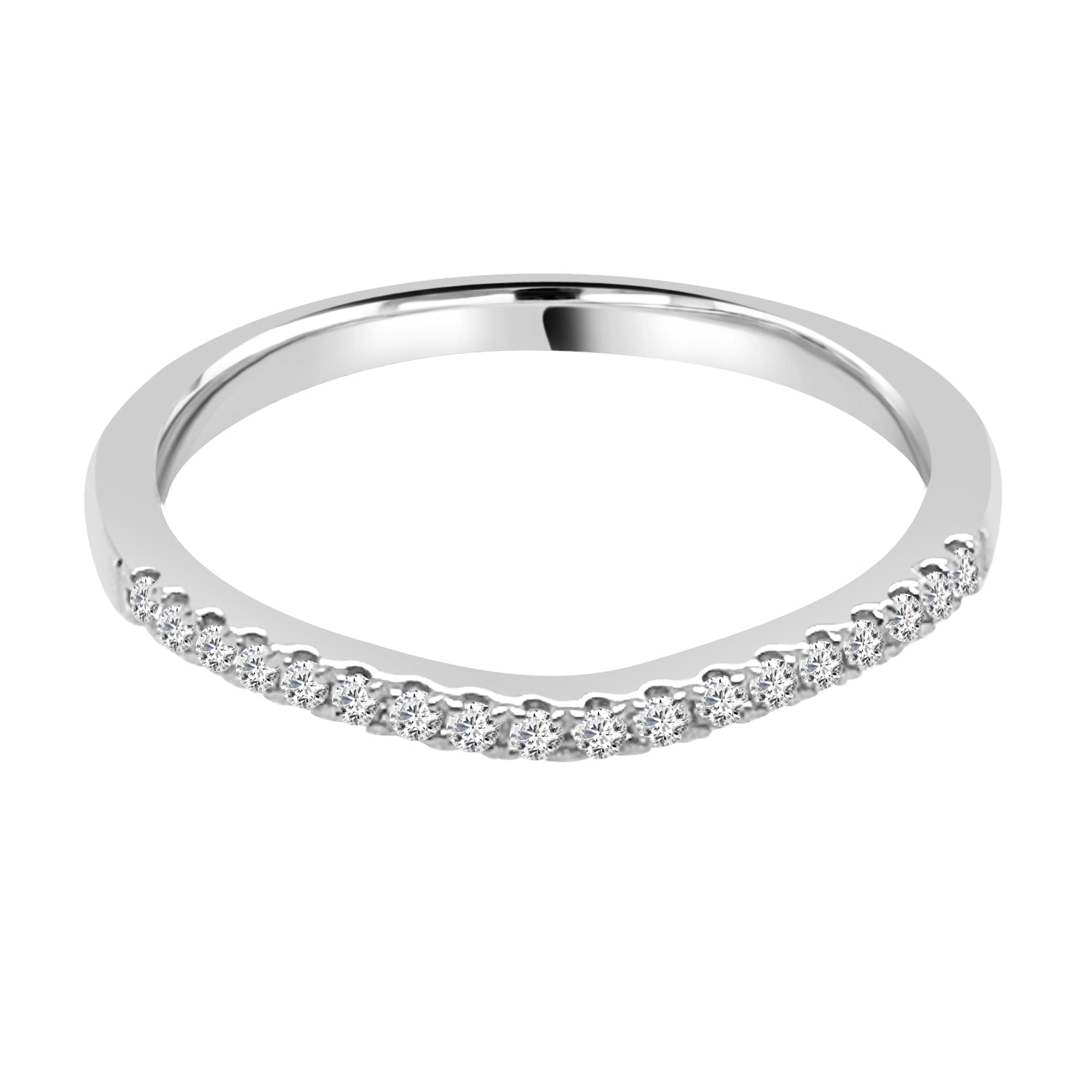 Curved 10K Yellow Gold Wedding Band with 0.13ct Natural Diamond