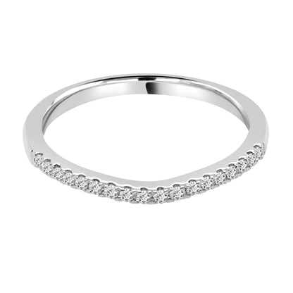 Curved 10K Yellow Gold Wedding Band with 0.13ct Natural Diamond