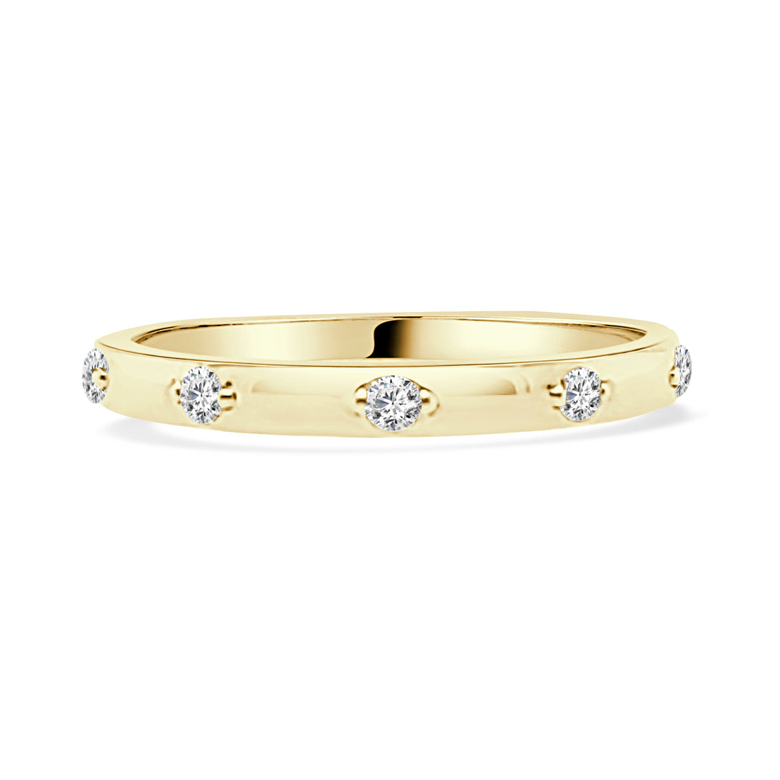 10 Karat Yellow Gold 5 Stone Station Ring with 0.10 Carat Natural Diamond