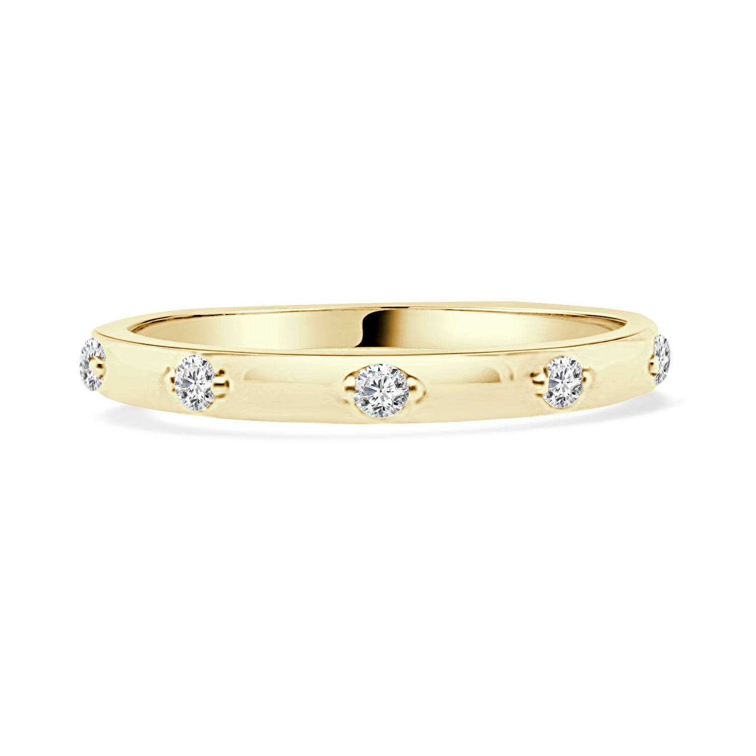 5 Stone Station Natural Diamond Ring in 10 Karat Yellow Gold - 0.10 Carat