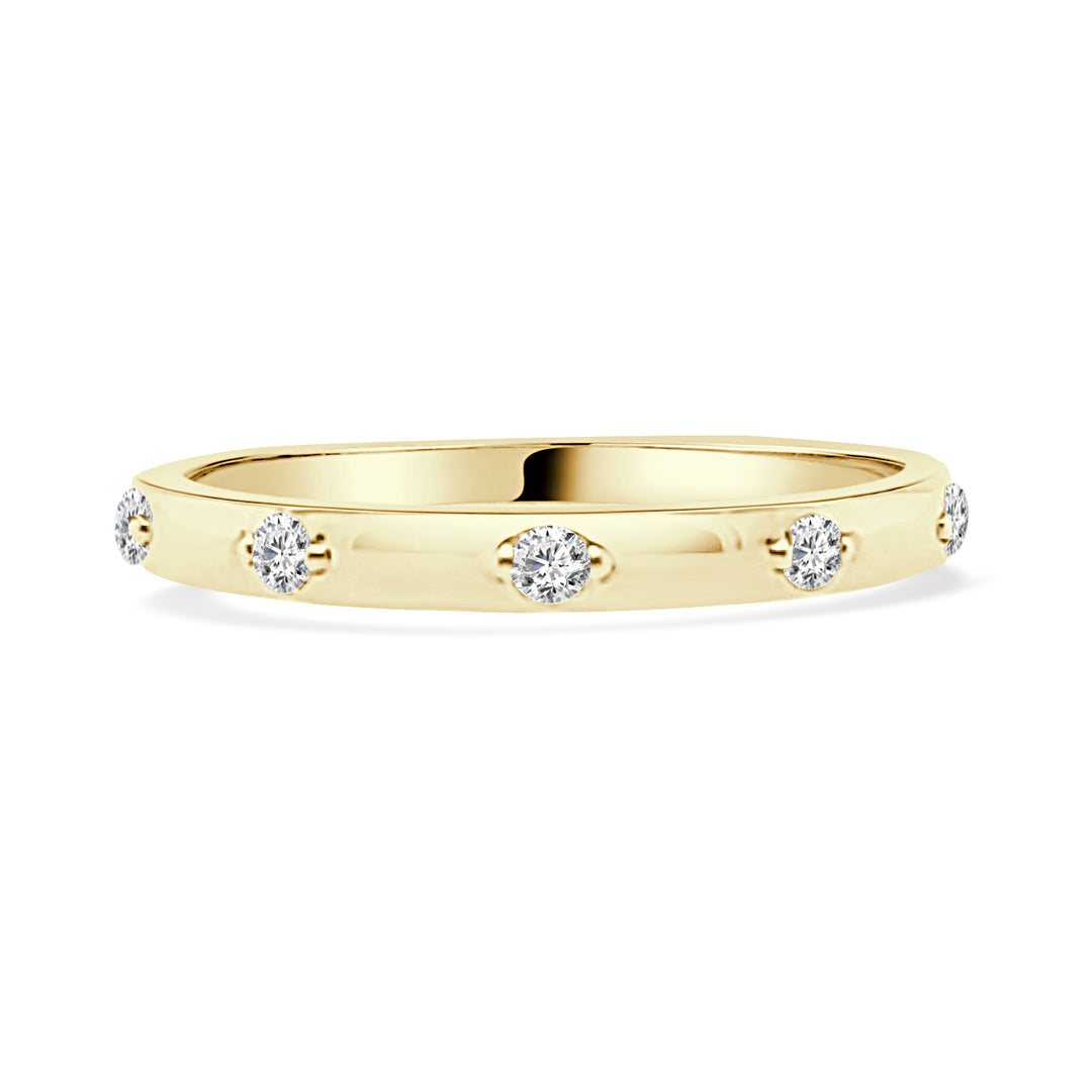 10 Karat Yellow Gold Natural Diamond 5 Stone Station Ring