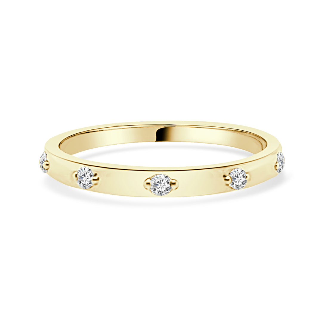 10 Karat Yellow Gold 5 Stone Station Ring with 0.10 Carat Natural Diamond