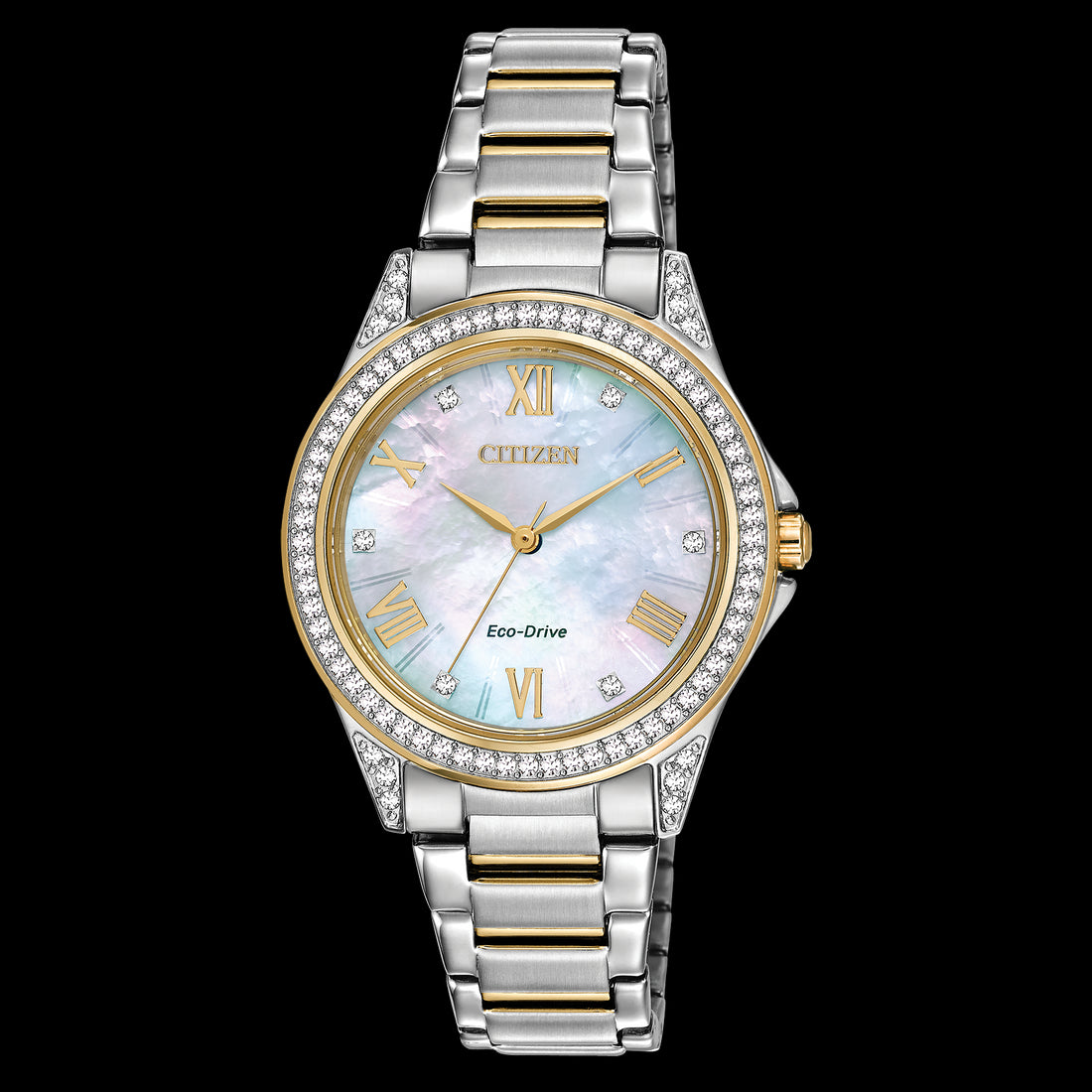 Citizen Ladies Weekender MOP Dial Stainless Steel Watch with Crystal Bezel