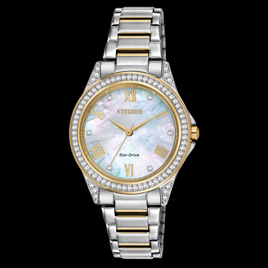 Citizen Ladies Weekender Stainless Steel Watch with Mop Dial and Crystal Bezel