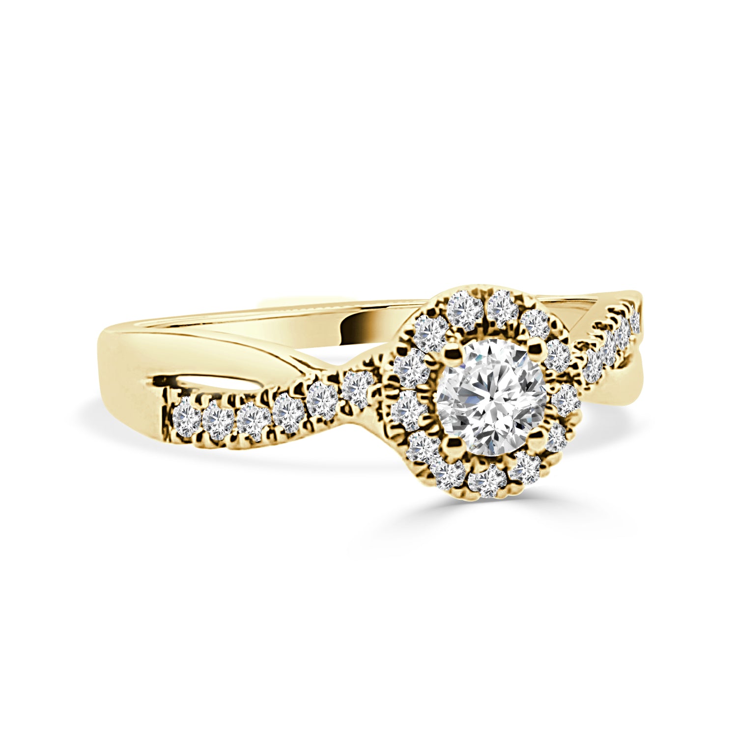 Twist Round 0.50 Carat Natural Diamond Engagement Ring in 14 Karat Yellow Gold