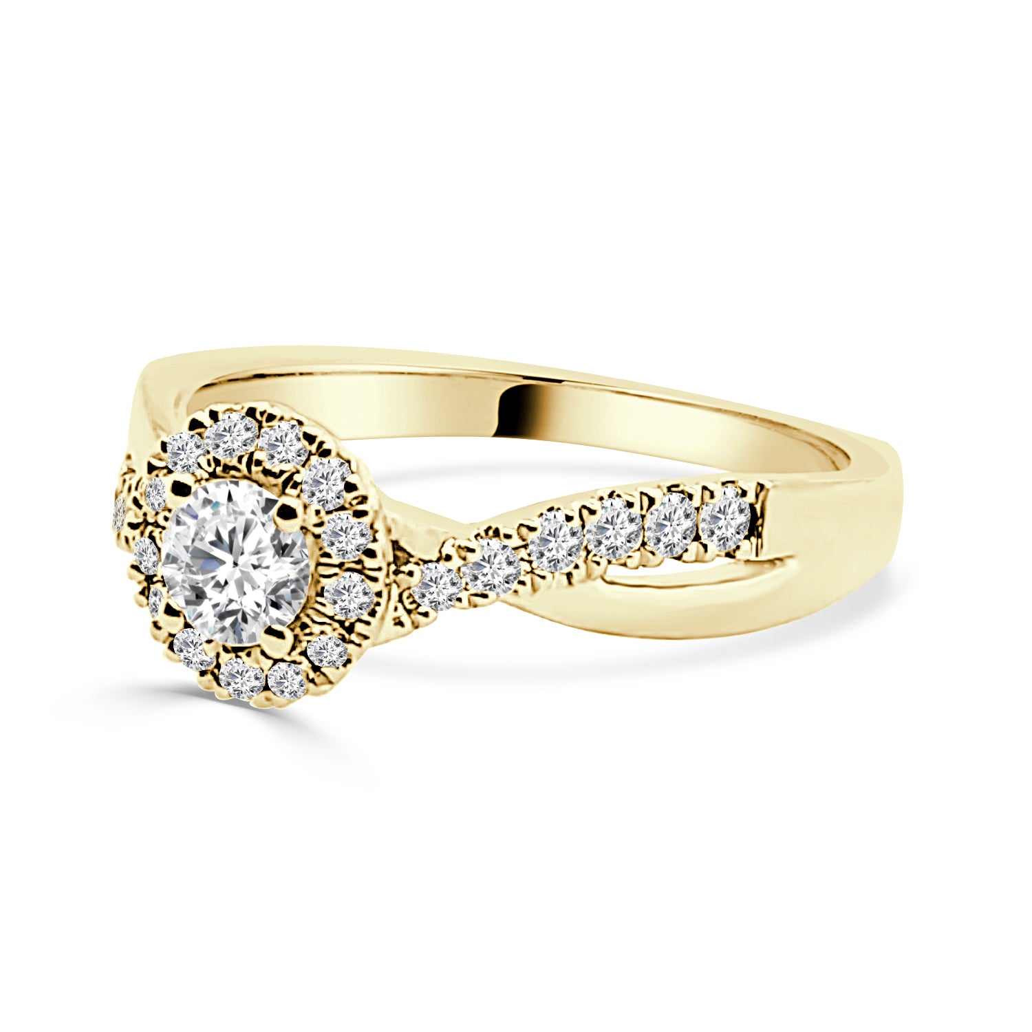 Twist Round 0.50 Carat Natural Diamond Engagement Ring in 14 Karat Yellow Gold