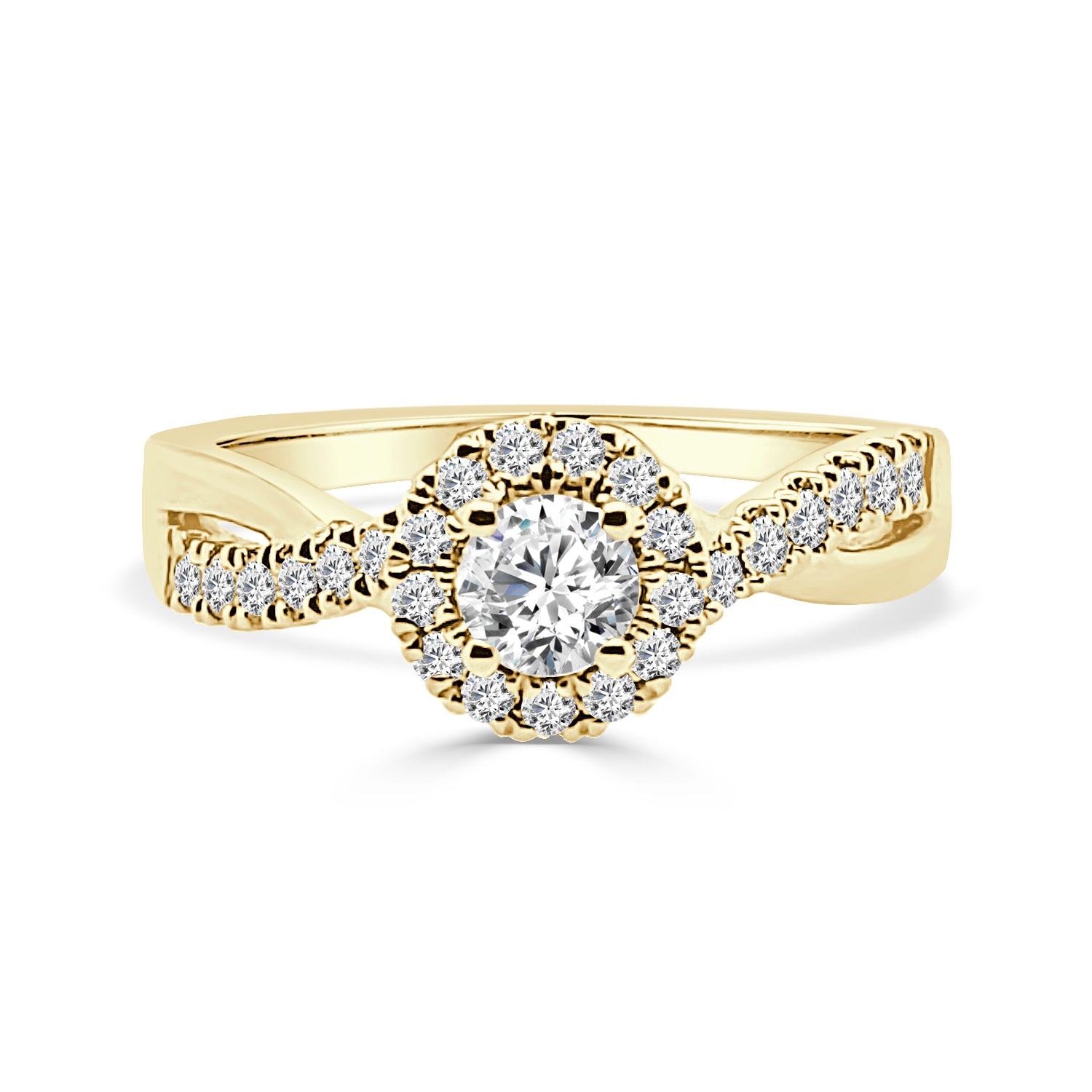 Twist Round 0.50 Carat Natural Diamond Engagement Ring in 14 Karat Yellow Gold