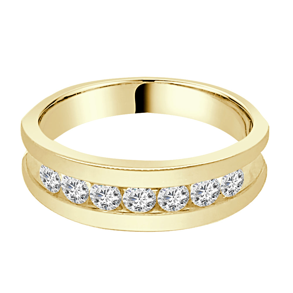 14K Yellow Gold Wedding Band with 0.75 ct Natural Round Diamond